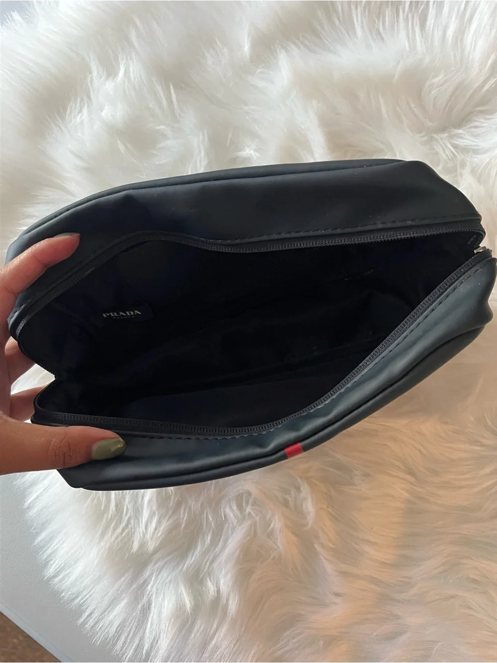 Prada Luna Rossa Ocean Black travel pouch Toiletry Bag